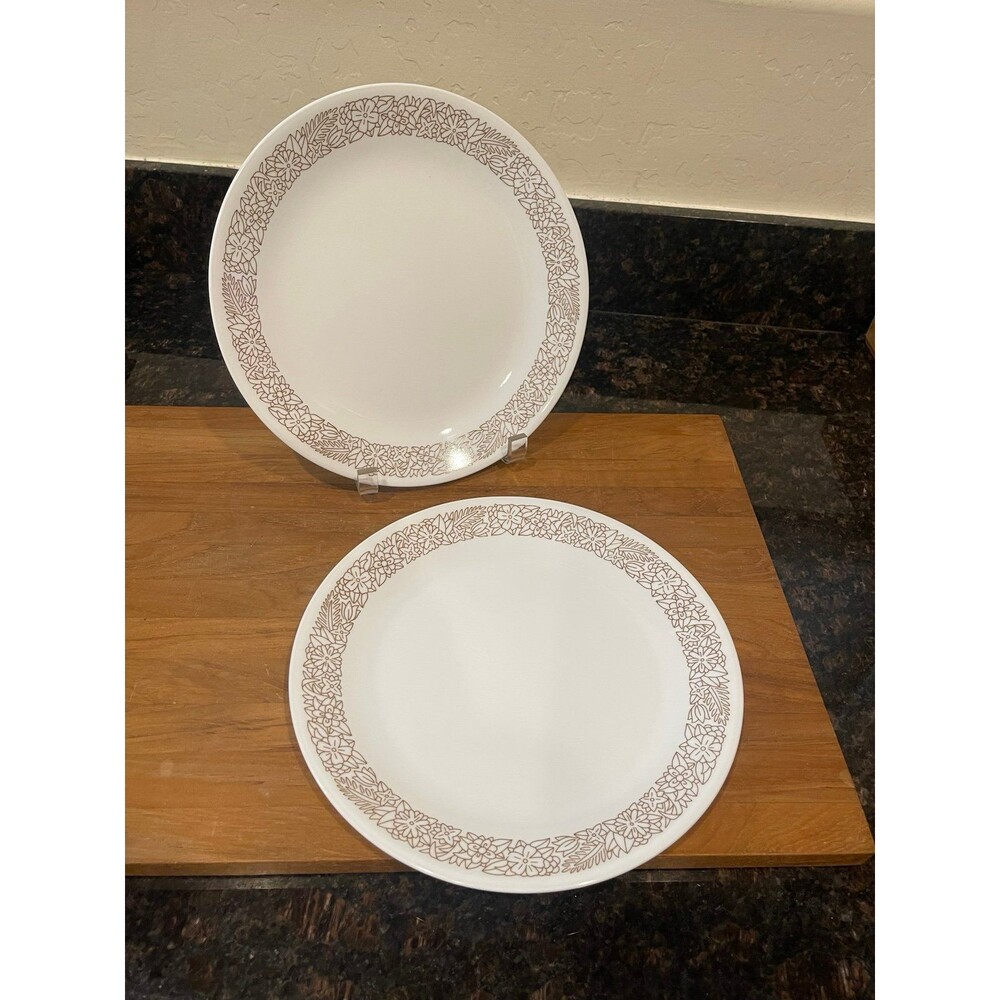2 Corelle Woodland dinner plates